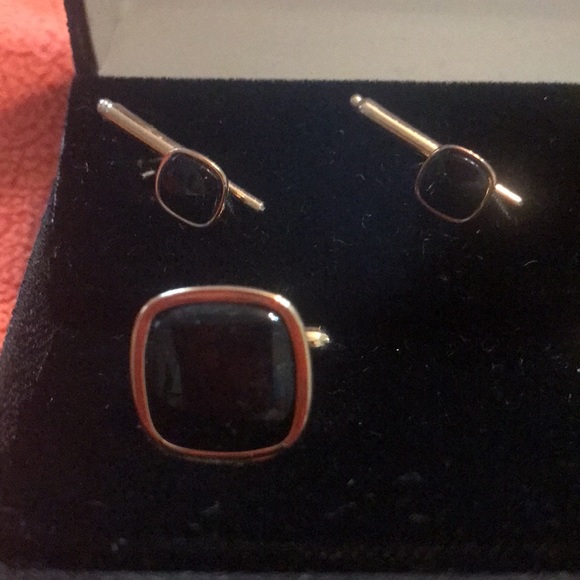 Vintage SWANK black & gold cuff links and tie bars … BRAND NEW ESTATE FIND!!! - Picture 2 of 6